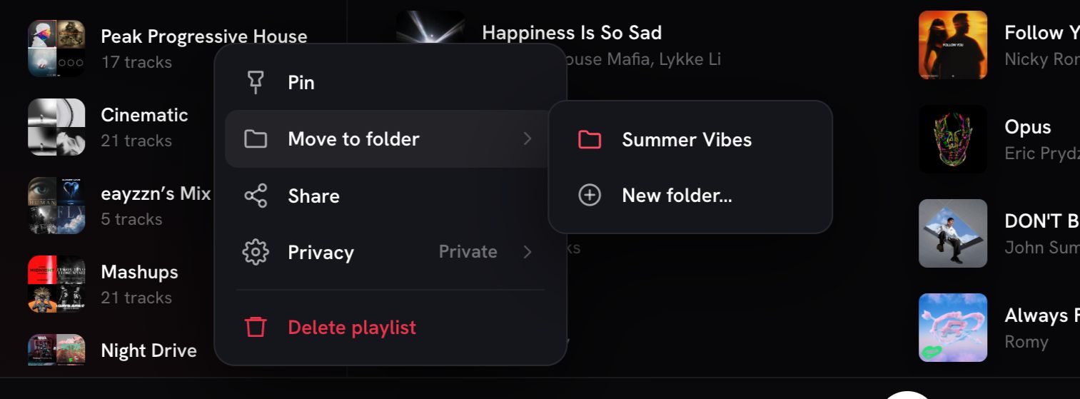 Move a playlist into a folder