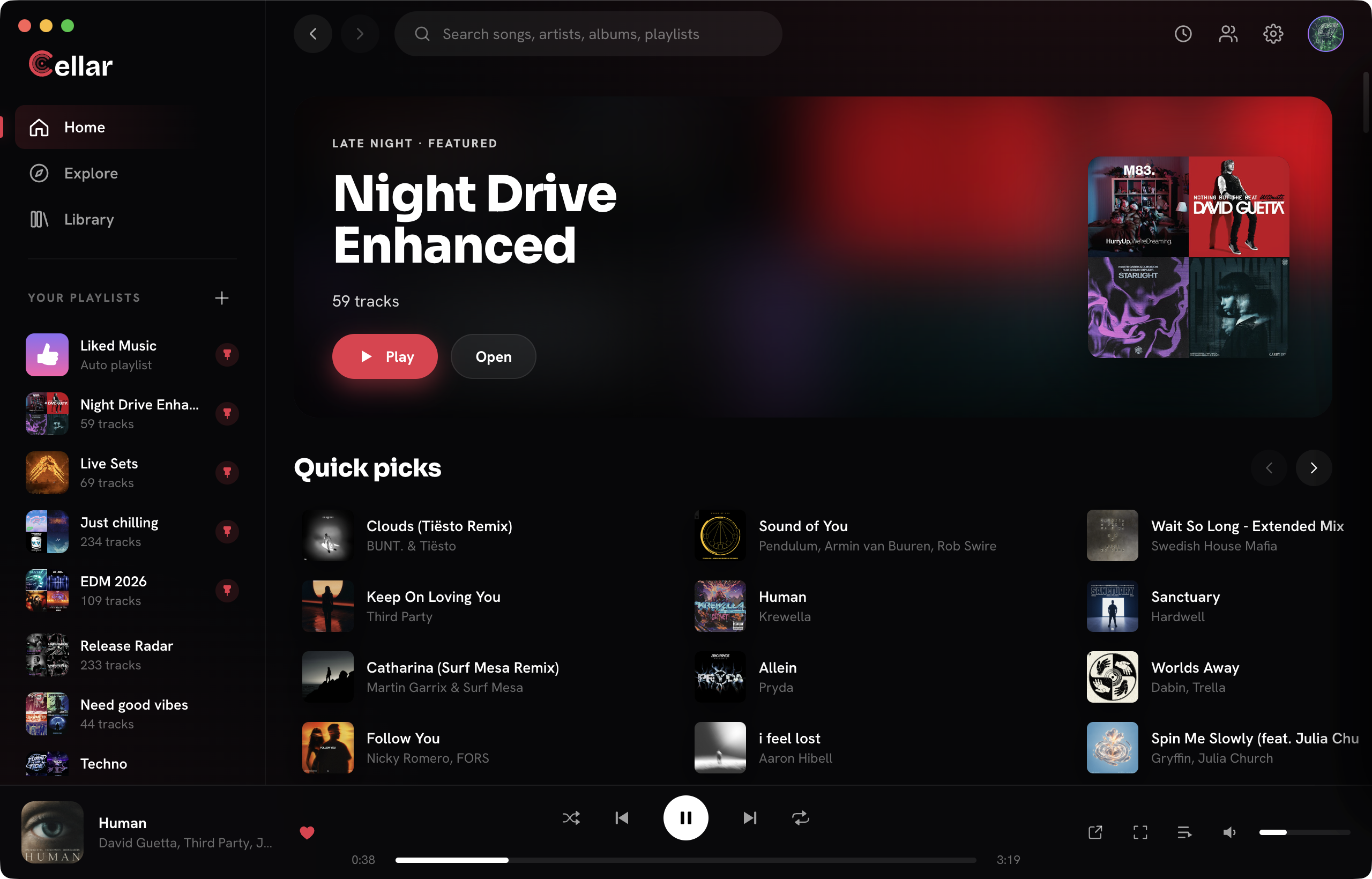 Cellar desktop app home